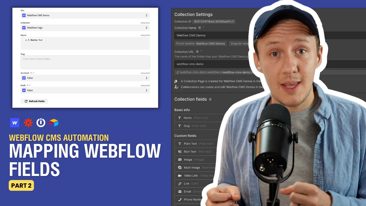 How To Map Webflow CMS Fields in Make or Zapier