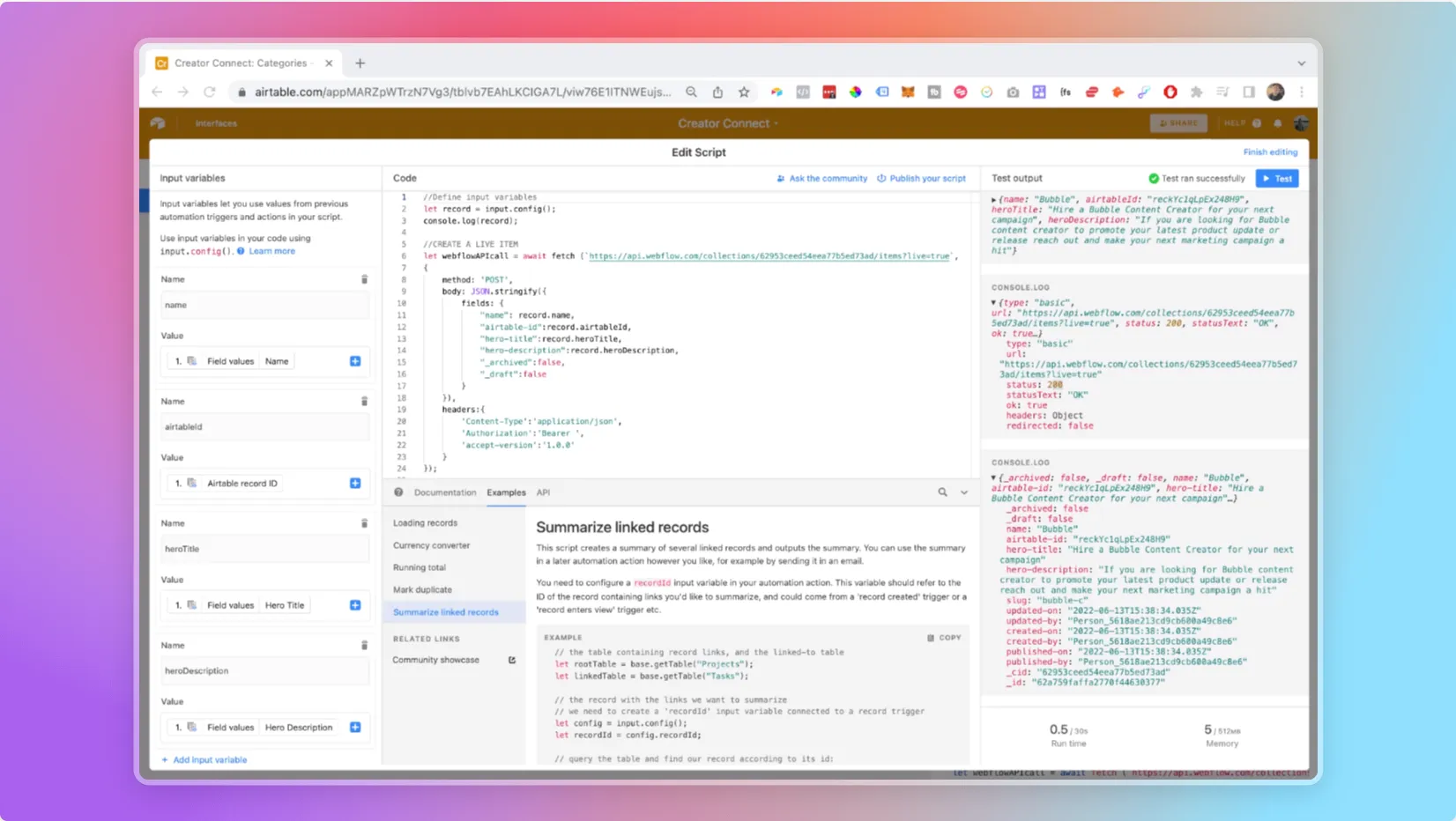 How To Use Output.Set in Airtable Automations