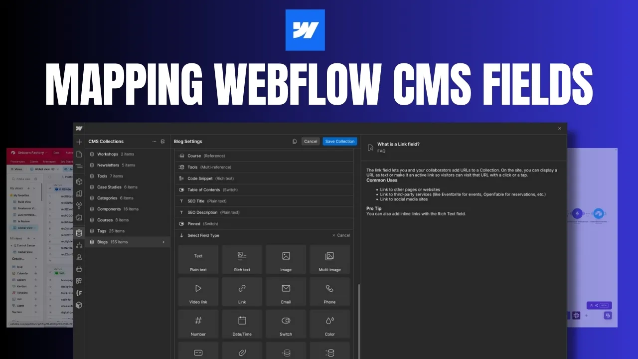 How to Map Airtable Fields to Every Webflow CMS Field Type